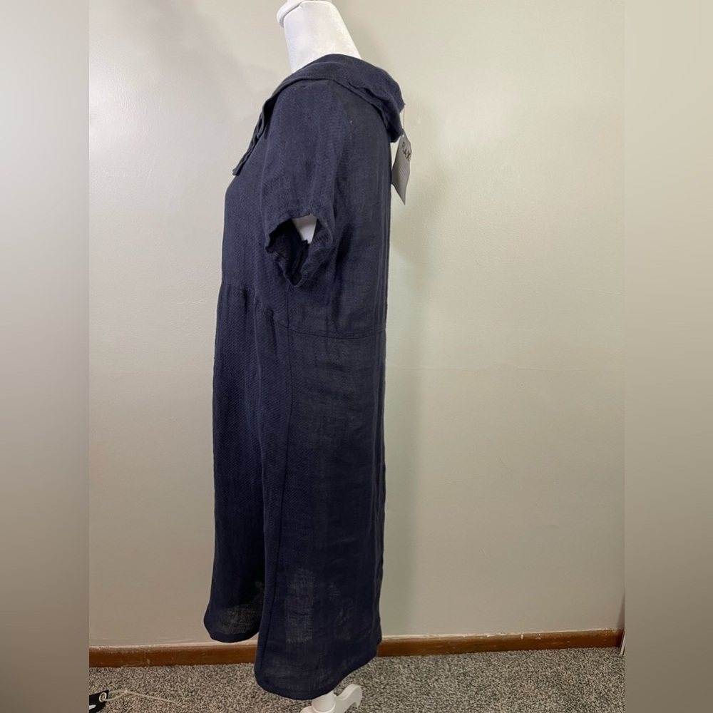 NWT Flax Navy Cowl Neck Linen Maxi Dress Size P/S - Picture 5 of 12
